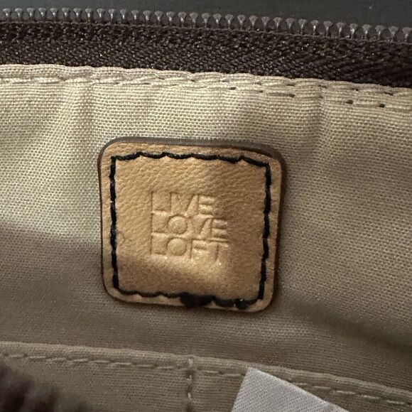 Ann Taylor Live Love Loft Brown & Orange Multi Leopard Cloth CC Zip Wristlet - Picture 6 of 10